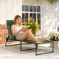 Folding Lounge Chair, Adjustable Chaise Lounge with Headrest, Reclining Lounger Cot for Camping, Hiking, Green