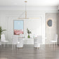 High Back Dining Chairs, Modern Upholstered PU Leather Accent Chairs with Metal Legs for Kitchen, Set of 6, White