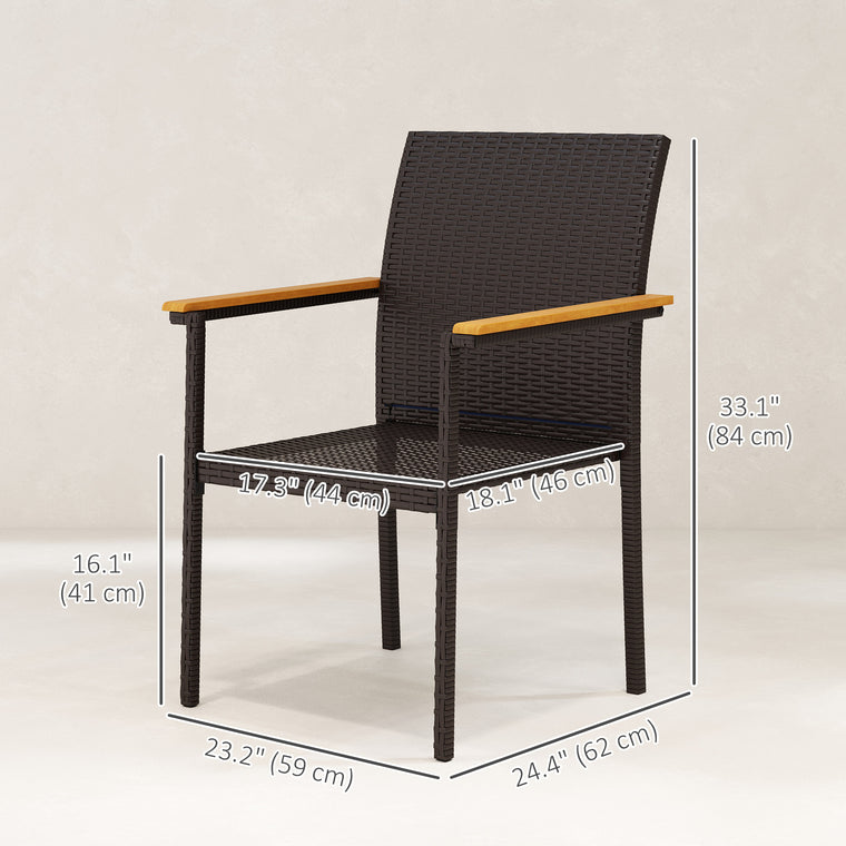 2-Piece Stackable Wicker Chair Set with Removable Cushion