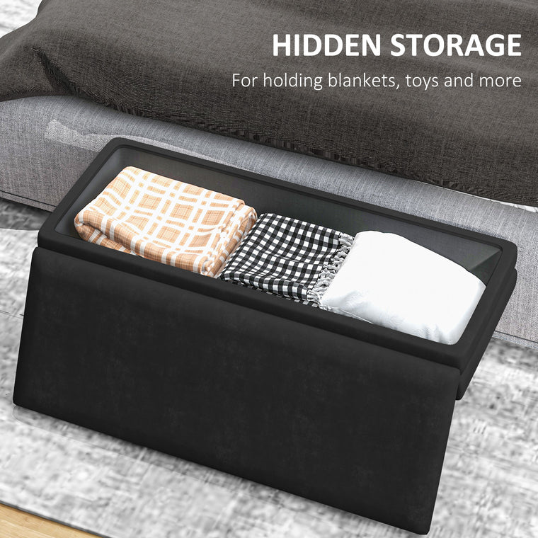 39" Velvet Storage Bench with Steel Legs