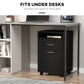 24" Small Filing Cabinet with Open Compartment, Drawer and Wheels, Home Office Storage Cabinet, Black