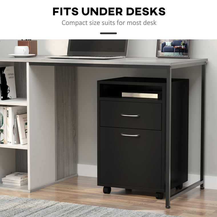 24" Small Filing Cabinet with Drawer and Wheels