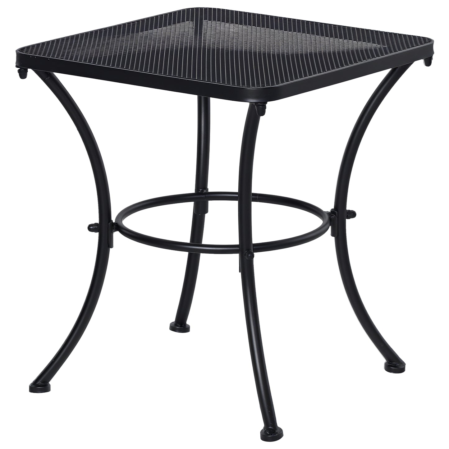 Square Outdoor Side Table, Metal Outdoor Patio Table, Garden Coffee Side Bistro Tables with Mesh Grid Top for Balcony, Porch, Backyard, 17.7" x 17.7" x 19.7", Black
