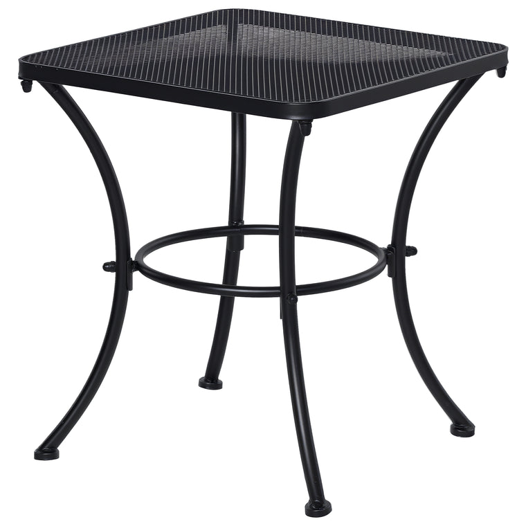 17.7" Black Metal Side Table with Mesh Grid Top