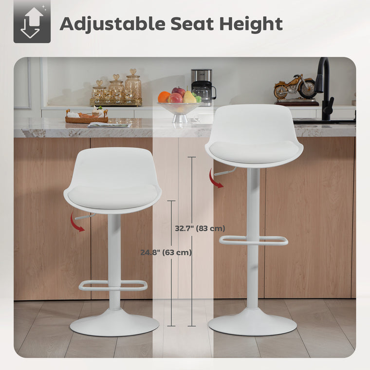 Set of 2 Swivel Bar Stools, Adjustable Height