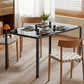 Rectangular Kitchen Table for 4 People, Dining Table with Tabletop Tempered Glass for Dining Room, Living Room, Black