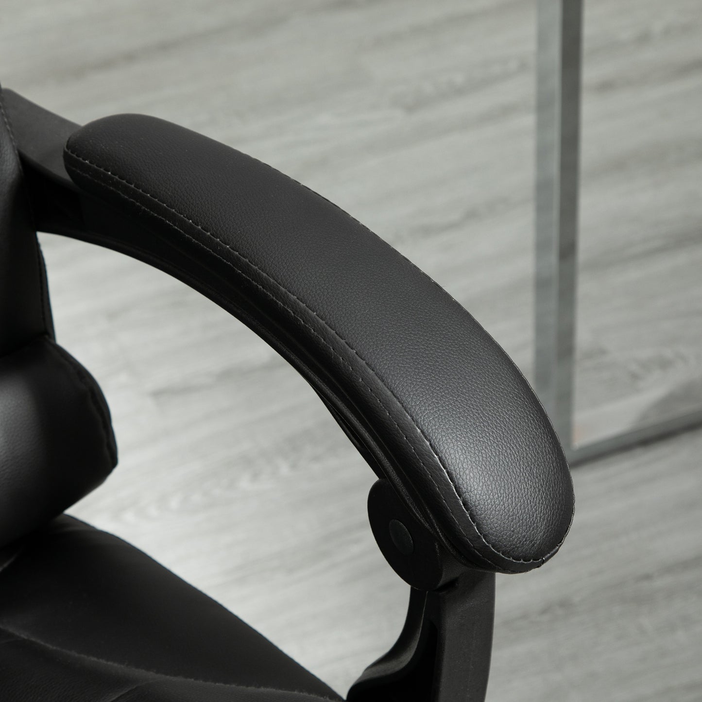 Ergonomic Office Chair with Back Support, PU leather Executive Office Chair with High Back, Retractable Footrest, Black