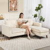 Sectional Sofa with Changeable Chaise Lounge, 3 Seat L-Shaped Sofa, Upholstered Couch for Small Space, Cream White