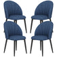 Modern Dining Chairs Set of 4, Upholstered Dining Room Chairs with Metal Legs, Shell Backrest, Padded Seat, Blue