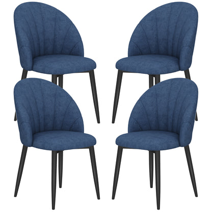 Upholstered Dining Chairs Set of 4 with Metal Legs - Blue