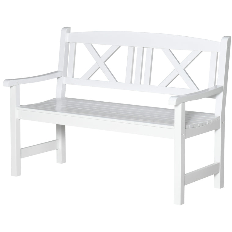4FT Wooden Garden Bench with X-Shape Back, 2-Seater