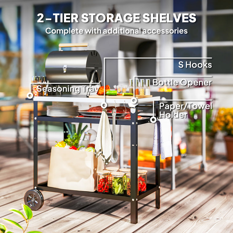 BBQ Stand with Stainless Steel Top & Adjustable Shelf