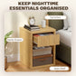 Nightstand with Drawer and Open Shelf, Modern Bedside Table Set of 2 for Bedroom Living Room, Oak