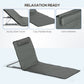 Set of 2 Sun Lounger Beach Mat Folding Lounge Chair Mat with Adjustable Back Steel Frame Head Pillow Carry Bag Grey