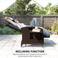 Outdoor Recliner Chair with Adjustable Backrest, Cushion, Side Tray, Dark Grey