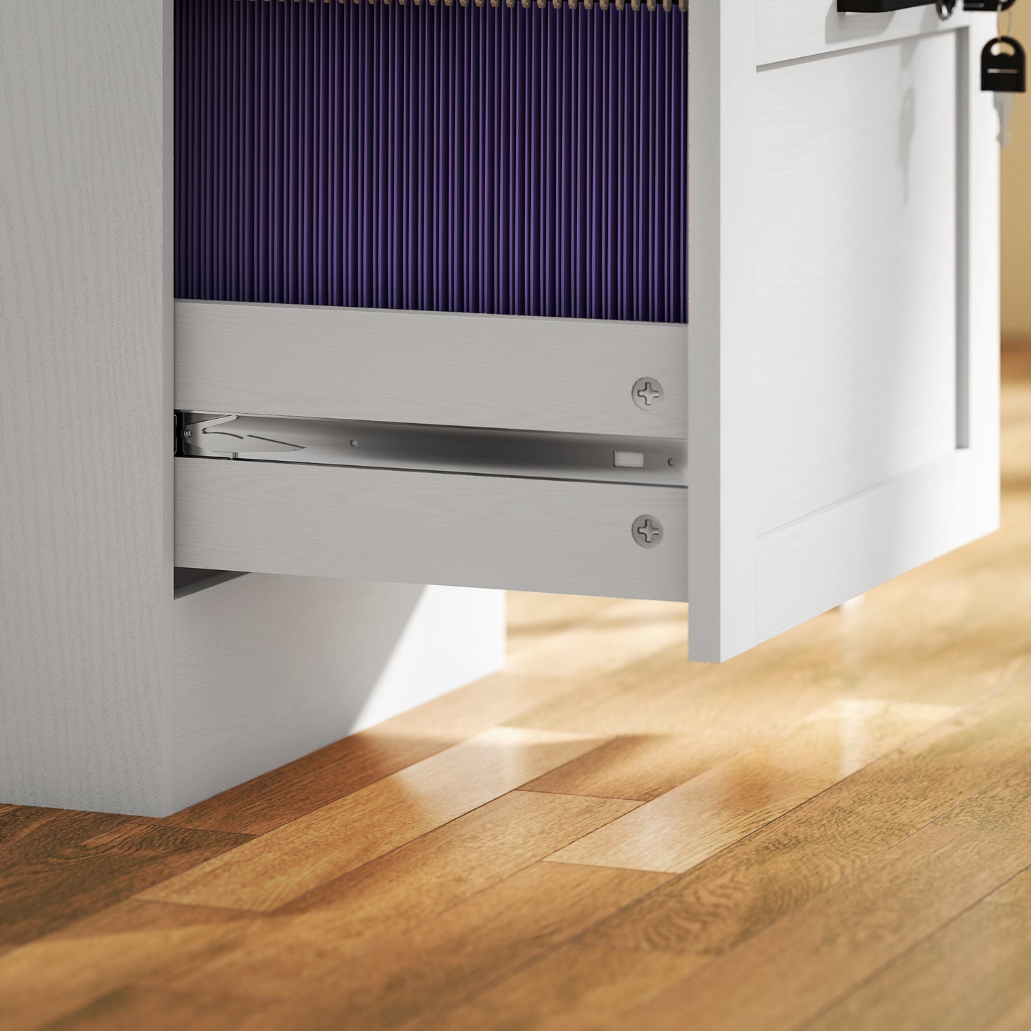 Vertical Filing Cabinet with 2 Drawers, Lock, File Cabinet for Home Office, A4 and Letter Size Files, White