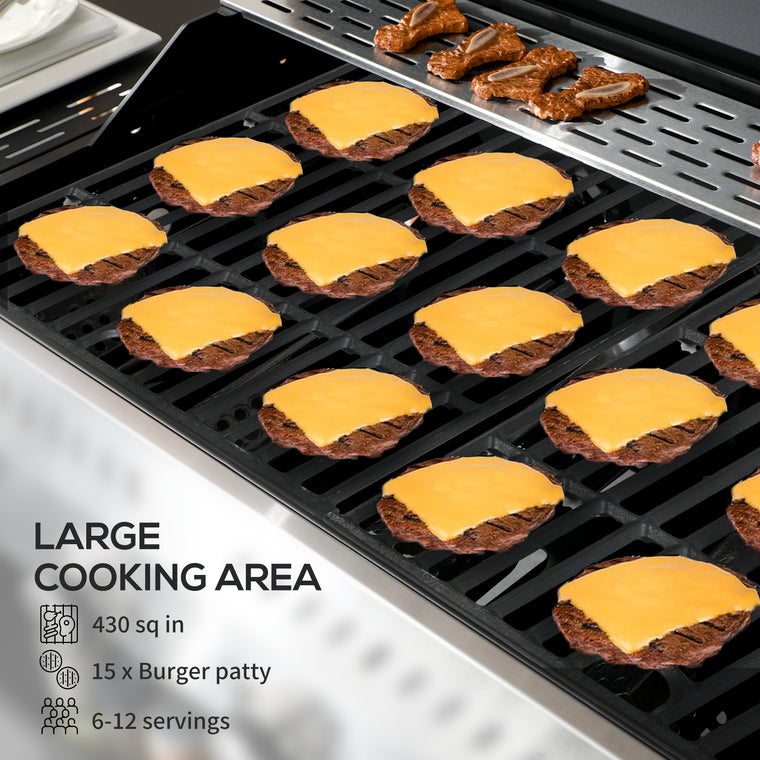 40,000 BTU Black Propane Gas Grill Cart with 4 Burners