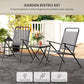 Folding Bistro Set, Small Patio Set with Back Adjustable Chairs and Glass Top Table for Garden, Balcony, Porch, Grey
