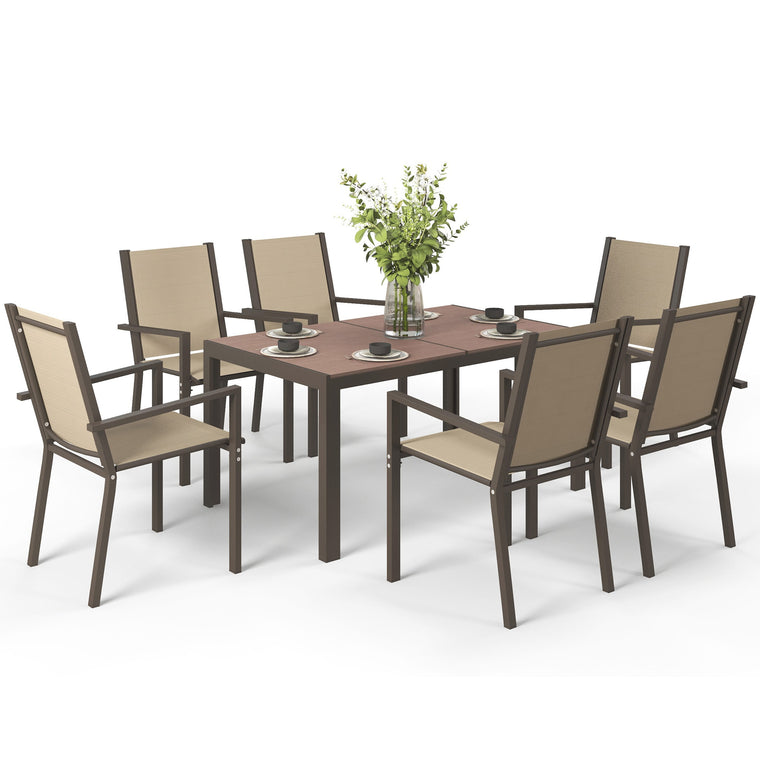 7-Piece Outdoor Dining Set with Rectangular Table
