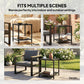 Outdoor Coffee Table 2-Tier Patio Coffee Table with Storage Shelf, Adjustable Feet for Garden Balcony Poolside Black