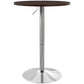 High Top Bar Table, Adjustable Round Kitchen Table with Swivel Top and Steel Base, Bistro Table for 2 People, Walnut