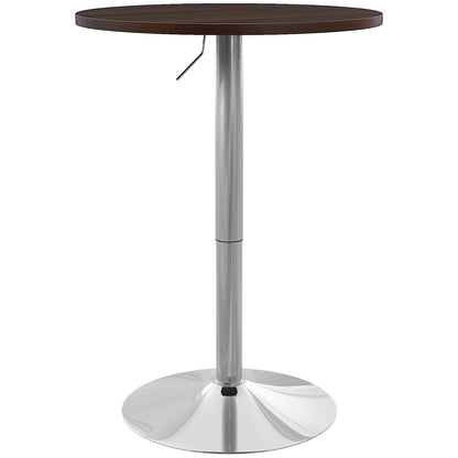 Round Adjustable Bar Table with Swivel Top - Walnut