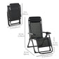 Reclining Zero Gravity Chair with Adjustable Backrest, Folding Garden Sun Lounger, Outdoor Recliner with Removable Cushion and Headrest, Dark Grey
