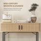 Mid-Century Entryway Table, Narrow Console Table with Storage Compartments for Behind Couch, Living Room, Oak and Black