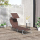 Outdoor Lounge Chair, Adjustable Folding Chaise Lounge, Tanning Chair with Sun Shade for Beach, Camping, Hiking, Backyard, Light Grey - Brown