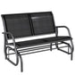 Patio Double Glider Bench Swing Chair Rocker Heavy-Duty Loveseat Outdoor Garden Rocking Bench Steel Frame Sling Fabric Seat Black