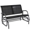 Patio Double Glider Bench Swing Chair Rocker Heavy-Duty Loveseat Outdoor Garden Rocking Bench Steel Frame Sling Fabric Seat Black
