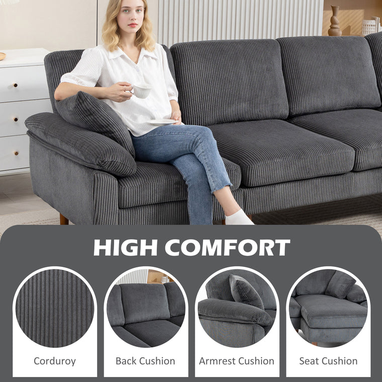 L-Shaped Sectional with Changeable Chaise & Pillows - Dark Grey