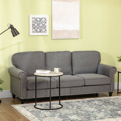 81" 3-Seater Linen Sofa with Nailhead Trim - Grey