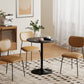 27.6" Round Kitchen Table for 2, Modern Small Dining Table with Wood Veneer, Steel Base for Dining Room, Black