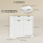 13 Gallon Tilt Out Garbage Cabinet, Kitchen Island with Trash Cabinet, 2 Drawers, Door Racks, Adjustable Shelves, White