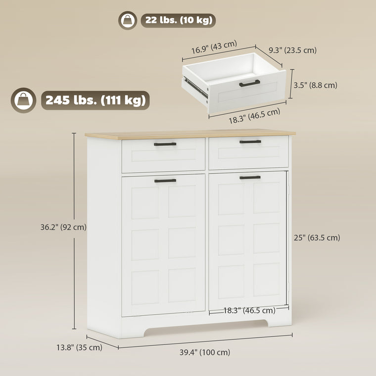 13-Gallon Tilt-Out Trash Cabinet with Drawers
