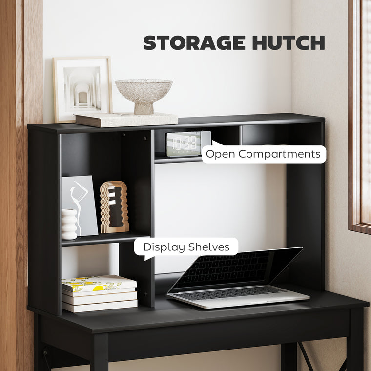 Computer Desk with Hutch and Storage Shelves - Black