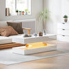Coffee Table with Adjustable LED Lights, Modern Living Room Table with 2 Drawers, Open Shelf, Remote, High Gloss White