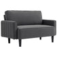 Loveseat Sofa, Linen 2 Seater Sofa Couch with Thick Padded Seat & Backrest for Living Room, Home Office, Dark Grey