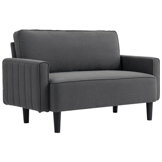 2-Seater Linen Loveseat Sofa - Dark Grey