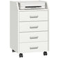 4-Drawer Vertical Mobile Filing Cabinet, File Cabinet with Lockable Wheels for Home Office, White