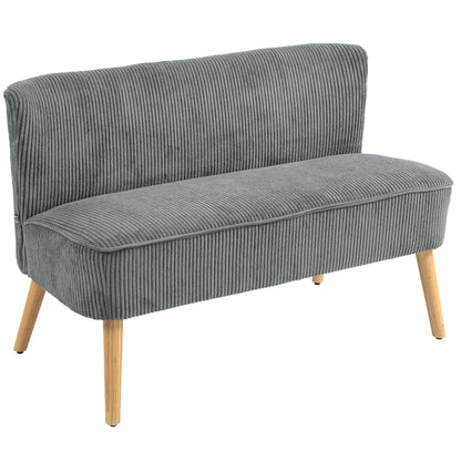 2-Seater Sofa with Rubber Wood Legs - Grey