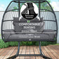 Double Wicker Egg Swing Chair with Stand, Foldable Hanging Egg Chair with UV Resistant Cushion, Headrest, Cream White