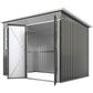 8.5' x 6' Galvanised Steel Outdoor Storage Shed, Garden Shed with Window, Lockable Wide Doors and Air Vents, Grey