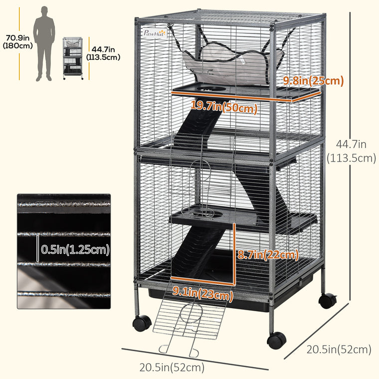 4-Tier Rolling Small Animal Cage for Guinea Pigs