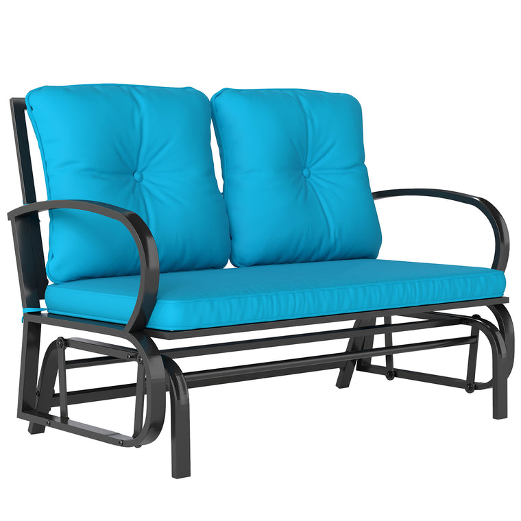 Blue 2-Person Glider Loveseat with Steel Frame