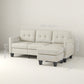 L-shaped Sofa, 3 Seater Sectional Couch with Ottoman, Corner Sofa with Thick Padded Cushion and Wood Legs, Beige