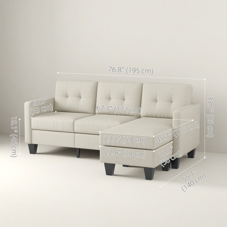 3-Seater L-Shaped Sectional with Ottoman