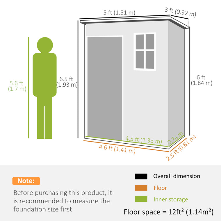 5' x 3' Garden Shed with Floor, Window & Vent