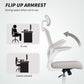 Ergonomic Office Chair, Mesh Desk Chair with Adjustable Headrest, Lumbar Support and Height, Flip-Up Armrests, Grey